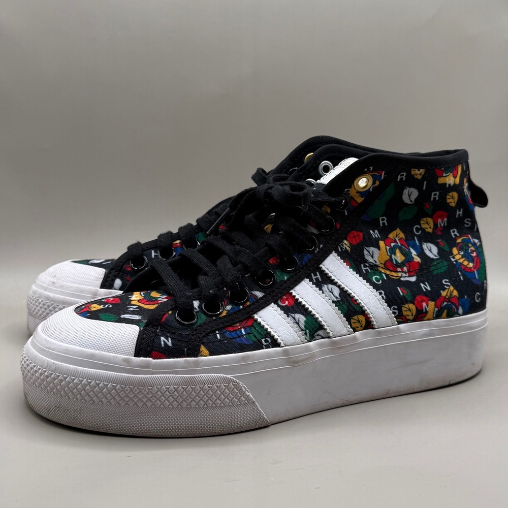 Adidas Nizza Platform Mid Shoes Womens 8.5 Floral Graphic Multicolor